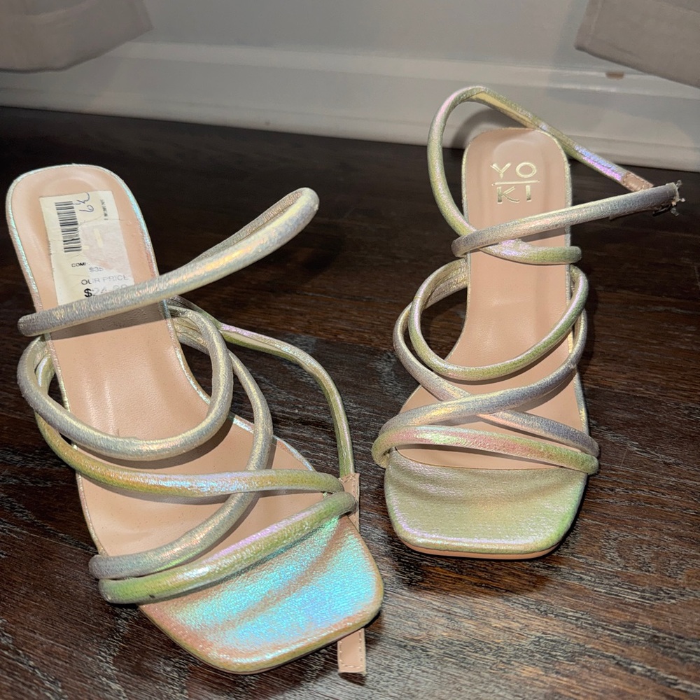 Yoki Iridescent Multi-Color Strappy High Heel Sandals